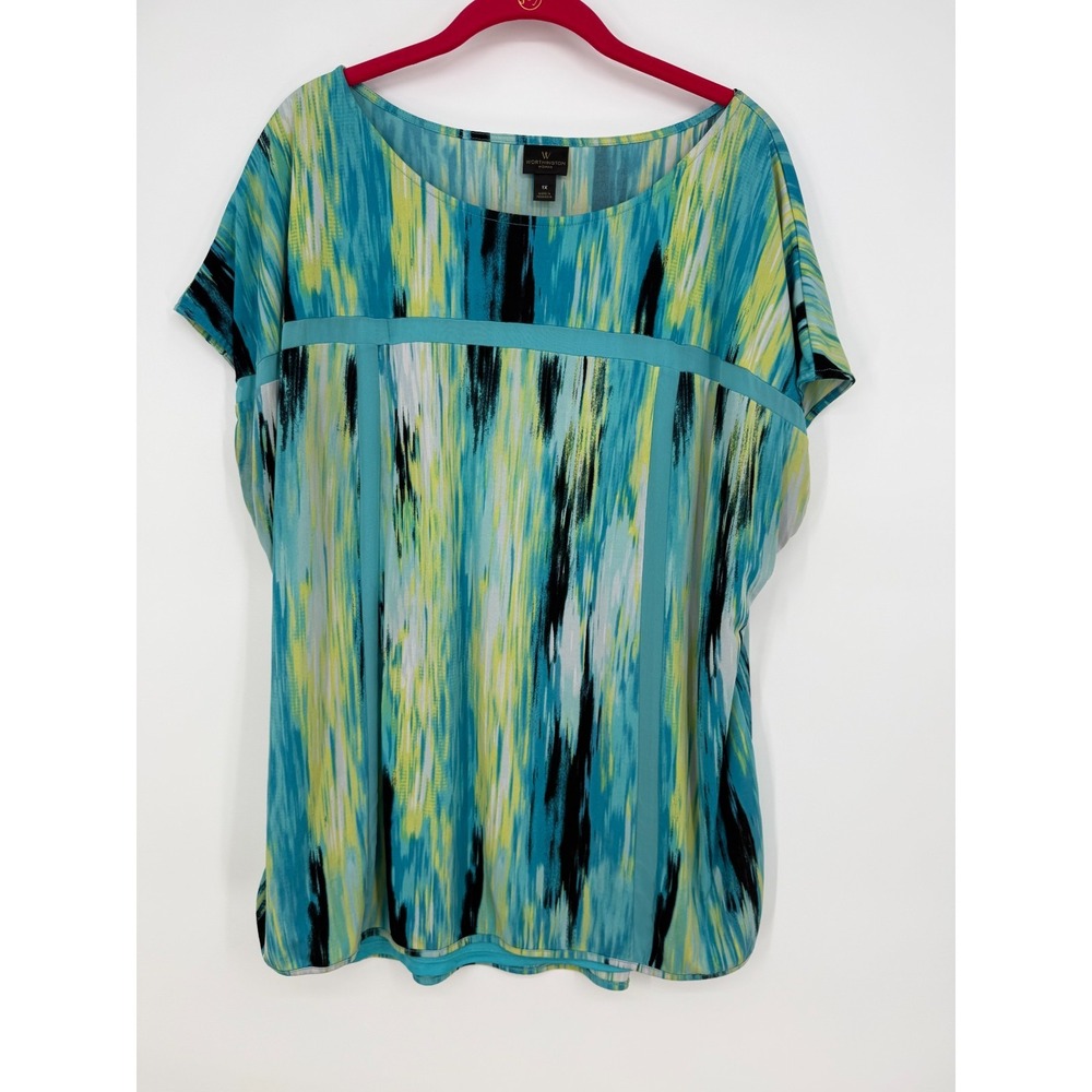 Worthington Women's 1X multi colored Print pullover blouse